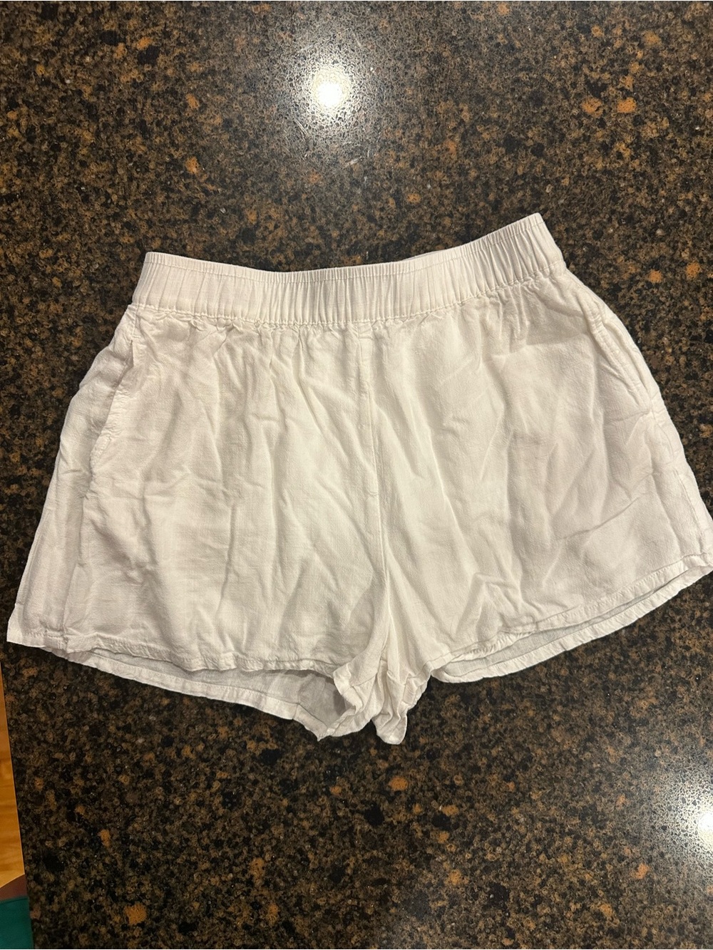 Rhythm Classics Womens Size 2 White Linen Blend Pull On Shorts Elastic Waist